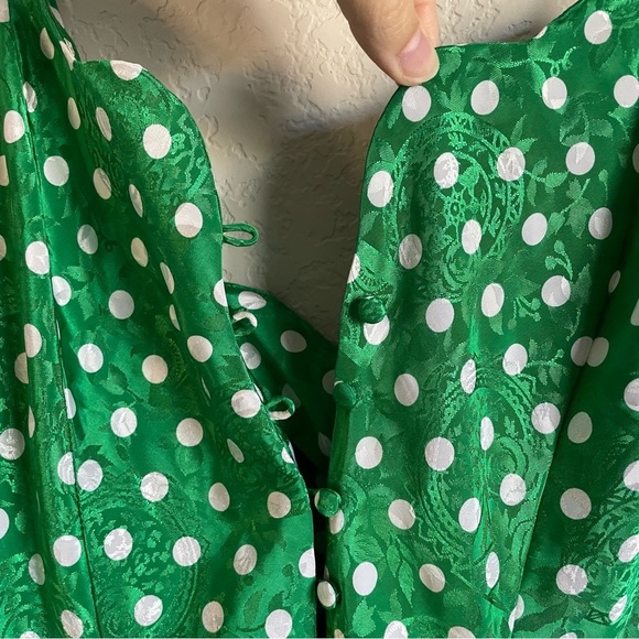 Vintage Victoria's Secret Gold Label Green Polkadot Slip Nightgown Medium - Picture 2 of 10